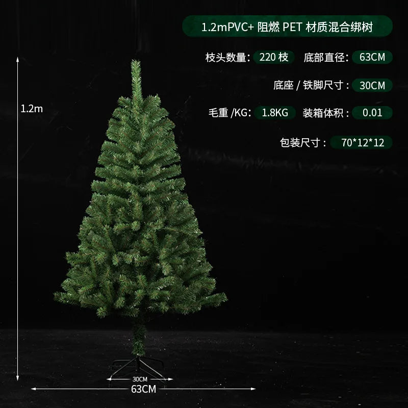Árvore de Natal em PVC criptografado, tamanho grande, pontiaguda, para decoração de hotéis, shoppings e casas, árvore de Natal para chão.