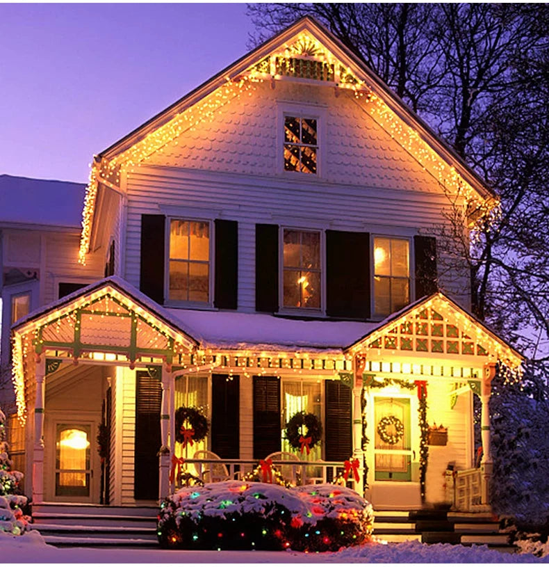 Guirlanda de natal led cortina luzes de sincelo festão luz led droop cachoeira luzes da corda ao ar livre jardim rua beirais decoração