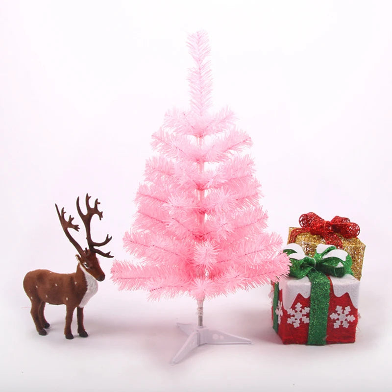 60cm árvore de natal decoração de natal pvc pequena árvore casa supplie natal verde rosa branco neve decoração de mesa ornamento