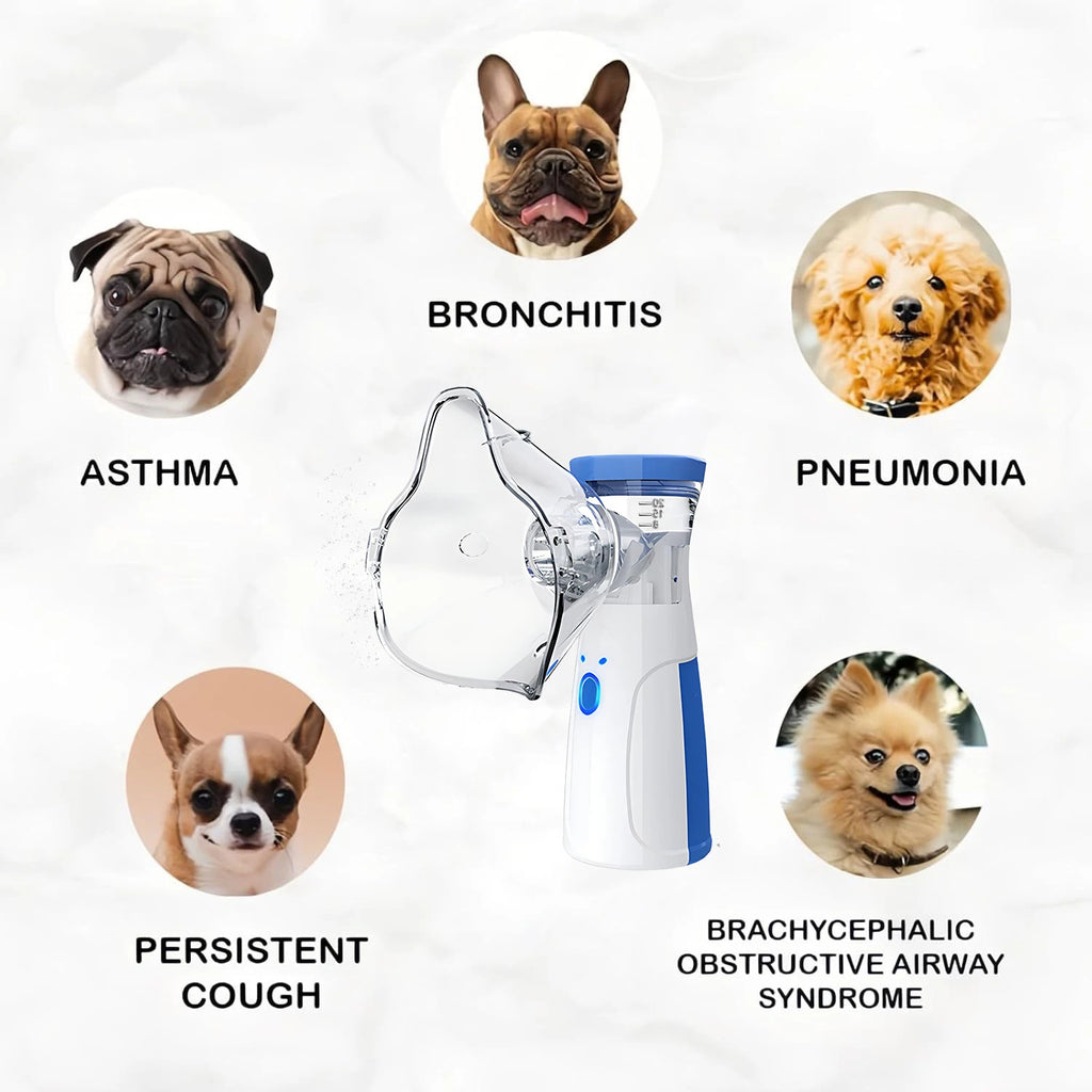Nebulizador inalador de asma para animais de estimação, para alívio respiratório, fácil de usar, dispositivo veterinário para animais, promove a saúde das animais de estimação