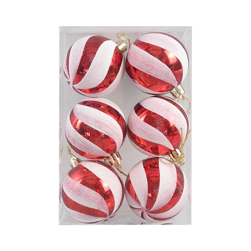 6 Peças/caixa Bolas de Natal de 6cm Enfeites Pendentes para Árvore de Natal Decorações de Natal para Casa 2026 Presente de Ano Novo