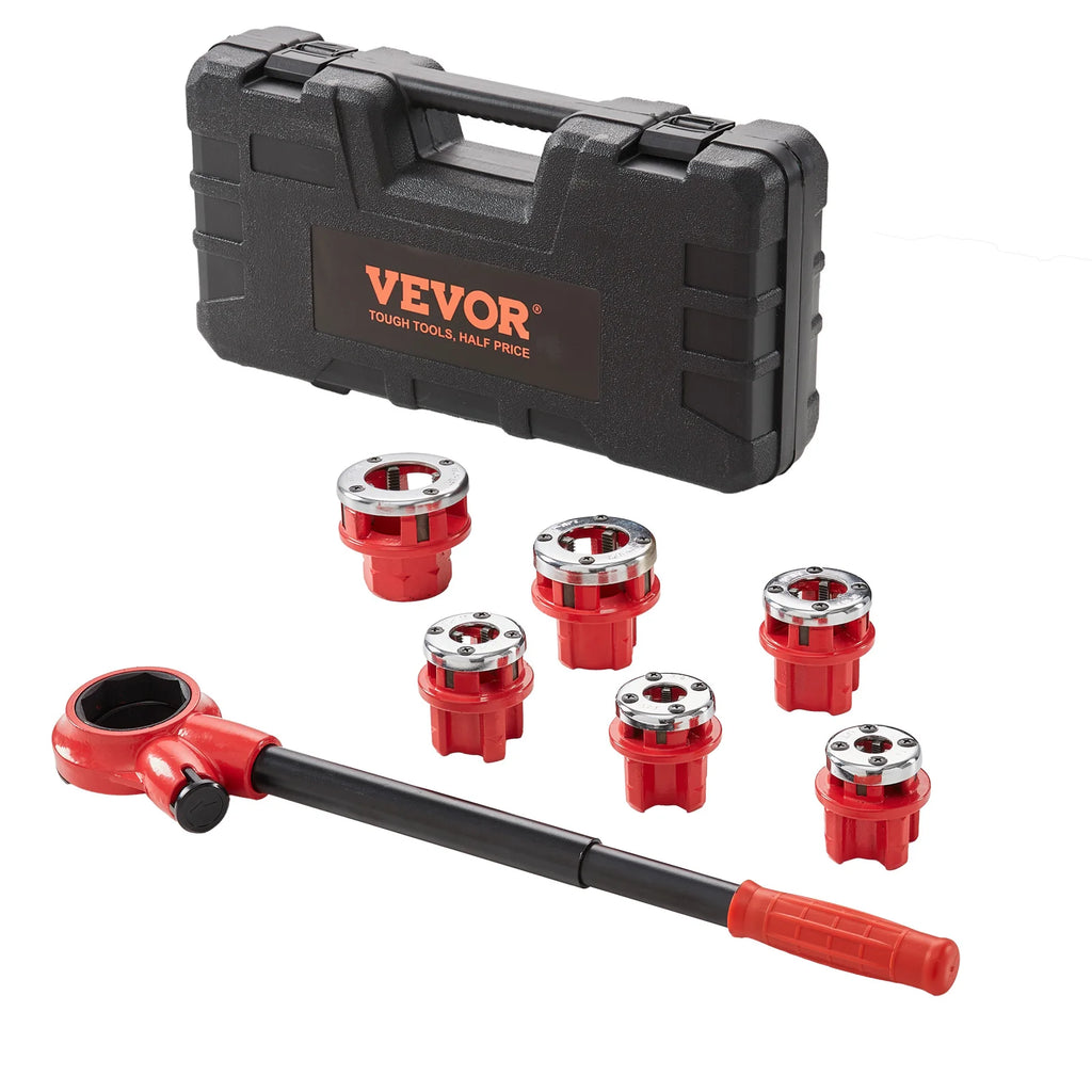 SucceBuy Manual Rosqueador de Tubos Ferramenta de Catraca Conjunto de Rosqueamento de Tubos Portátil com 6 PCS Morre para Tubos de Cobre de Ferro de Alumínio Galvanizado