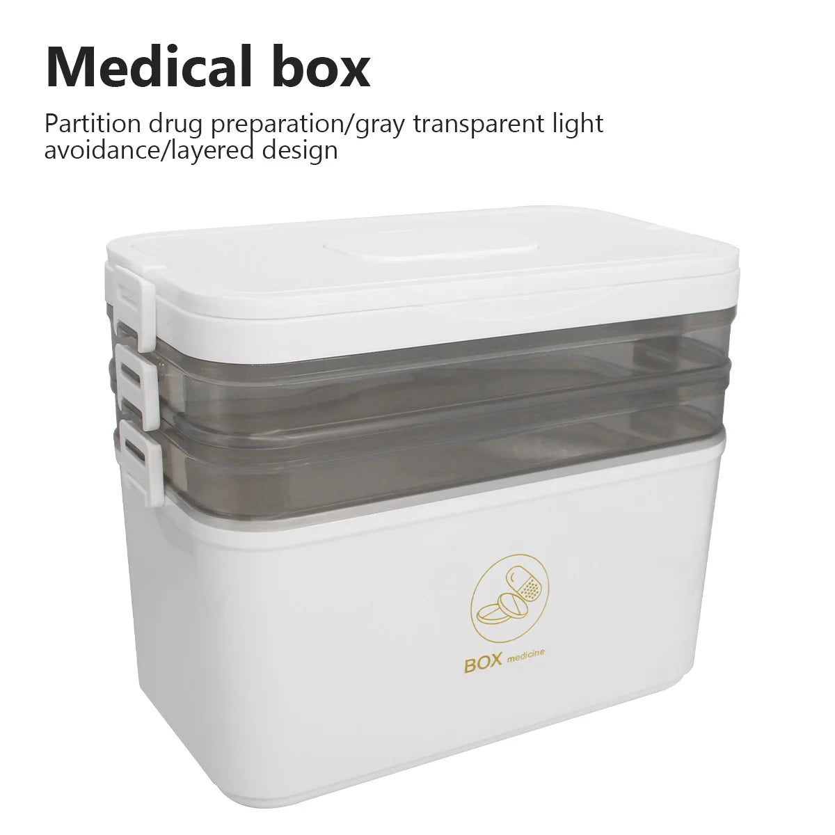 Caixa de Medicamentos Portátil de Grande Capacidade, Kit de Primeiros Socorros para Casa, Caixa de Medicamentos de Emergência Familiar com Estojo de Armazenamento de Medicamentos em Múltiplas Camadas
