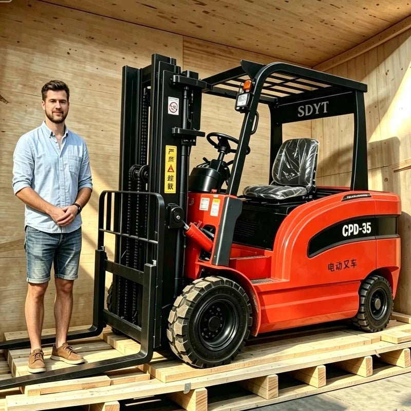 Empilhador elétrico de 1,5 toneladas, alimentado por bateria, para manuseio de cargas em armazéns, com certificação CE, modelo personalizável.