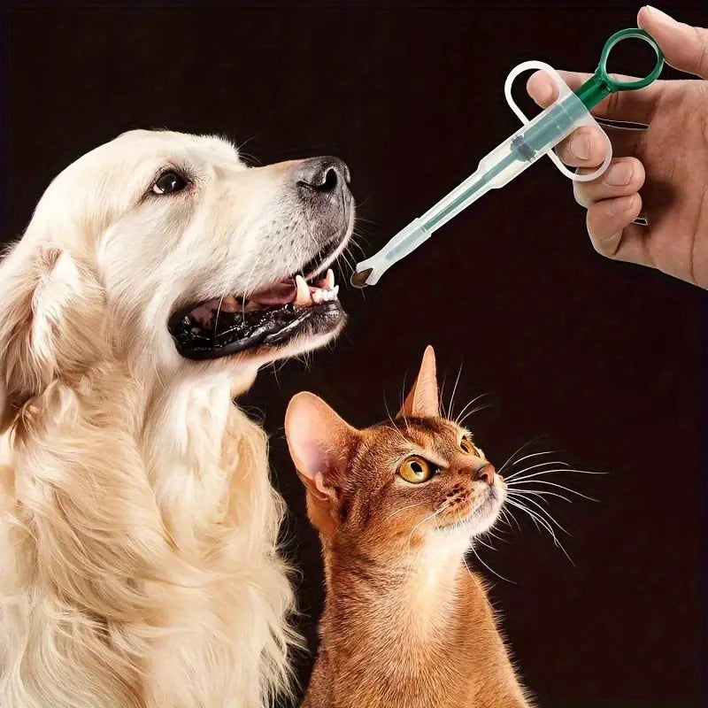 Dispensador de Comprimidos para Animais de Estimação Adequado para Gatos e Cães, Seringa para Medicamentos, Alimentador Oral de Comprimidos, Empurrador Simples de Comprimidos para Pets, Inclui 2 Opções de Ponta Macia