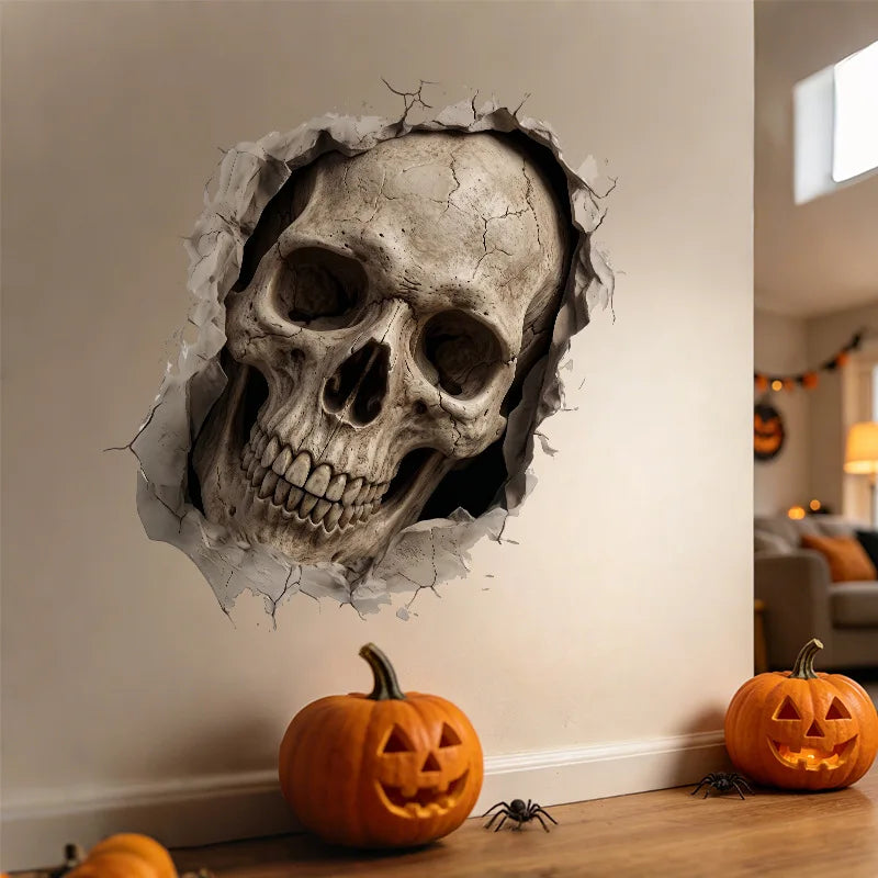 Adesivos de Parede de Esqueleto de Halloween, Decoração Divertida para Sala de Estar e Quarto