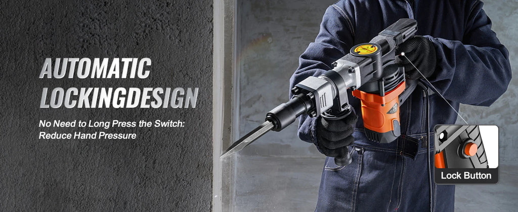 SucceBuy 1400 W Martelo de demolição Martelo elétrico Heavy Duty 2900 BPM Disjuntor de concreto 2 peças Cinzel Bits Chipping