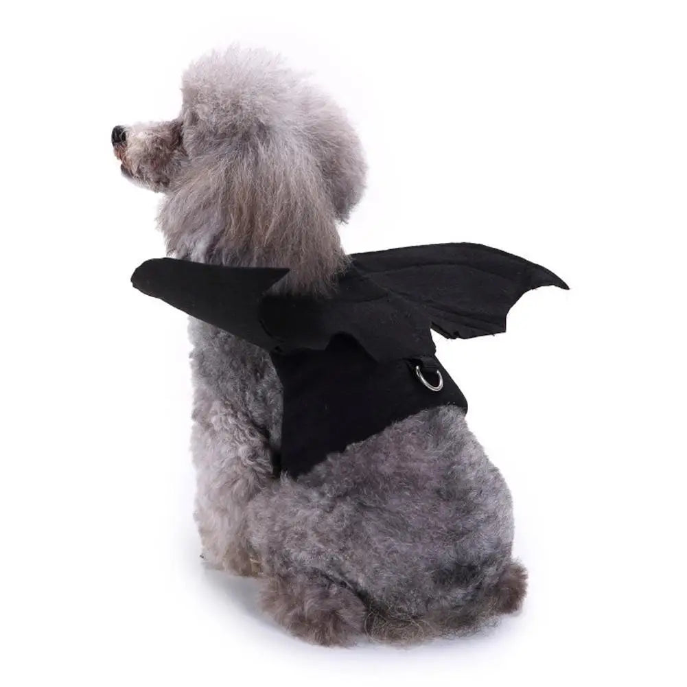 -Disfraz de animal de estimação de Halloween - Fantasia de arnês de asas de morcego pretas fofas para gatos e cães, cosplay de festa de Halloween, suprimentos para animais de estimação