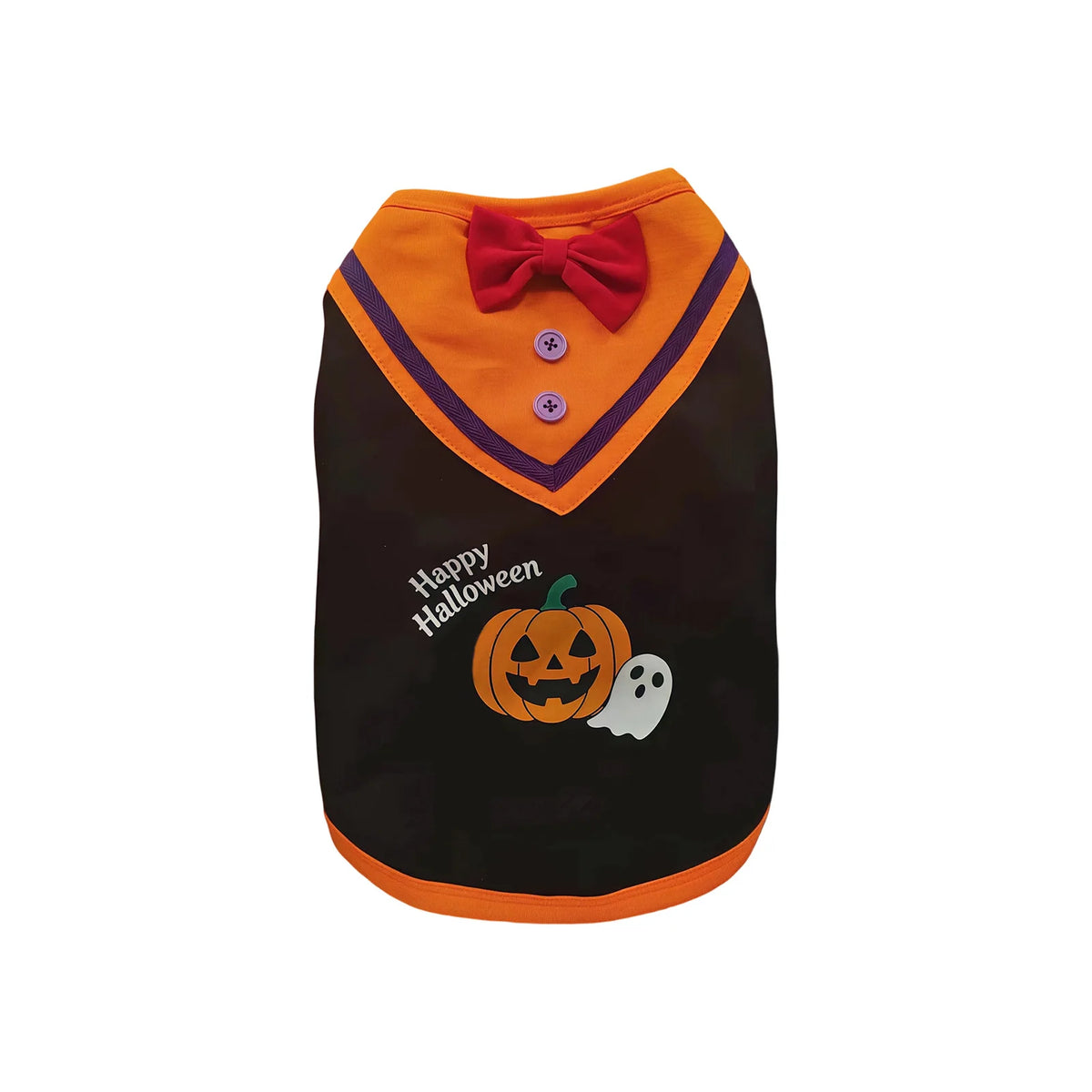 Fantasia de Halloween para Pets: Colete Divertido com Estampa de Abóbora e Morcego para Cães Pequenos - Roupa de Halloween para Pets
