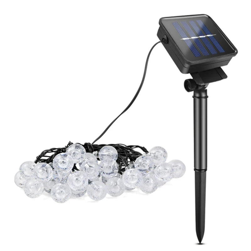 Solar led bola de cristal luz da corda 10m à prova dwaterproof água luzes fadas natal casamento guirlanda jardim gramado árvore decoração ao ar livre