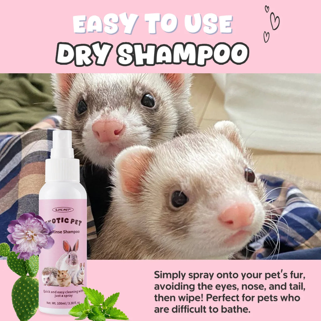 Shampoo para Pets Sem Água para Pequenos Animais, Fórmula Suave Hipoalergênica, Limpeza Profunda e Desodorização