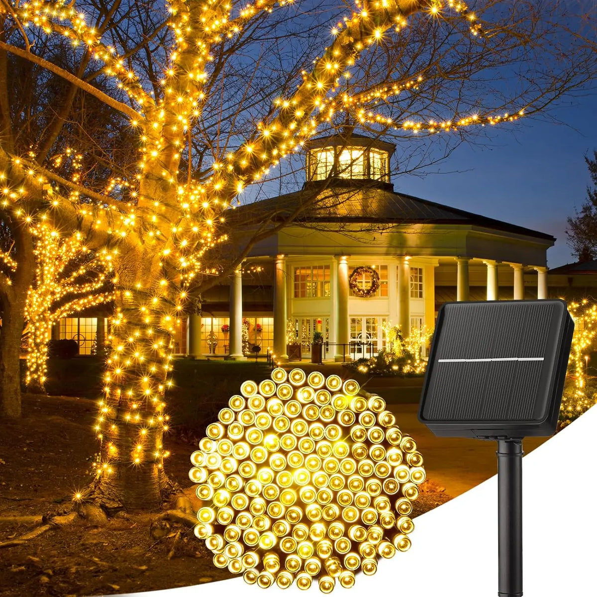 Luzes de corda solares LED 300LED 8 modos movidos a energia solar luzes de Natal ao ar livre à prova d'água estrelado luzes de fadas de Natal