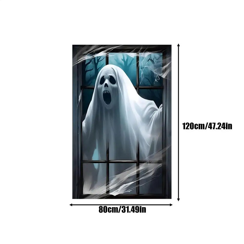 Decorações Assustadoras para Janela de Halloween, Pôster de Fantasma Suspenso com Efeito 3D para Festas e Casas Assombradas