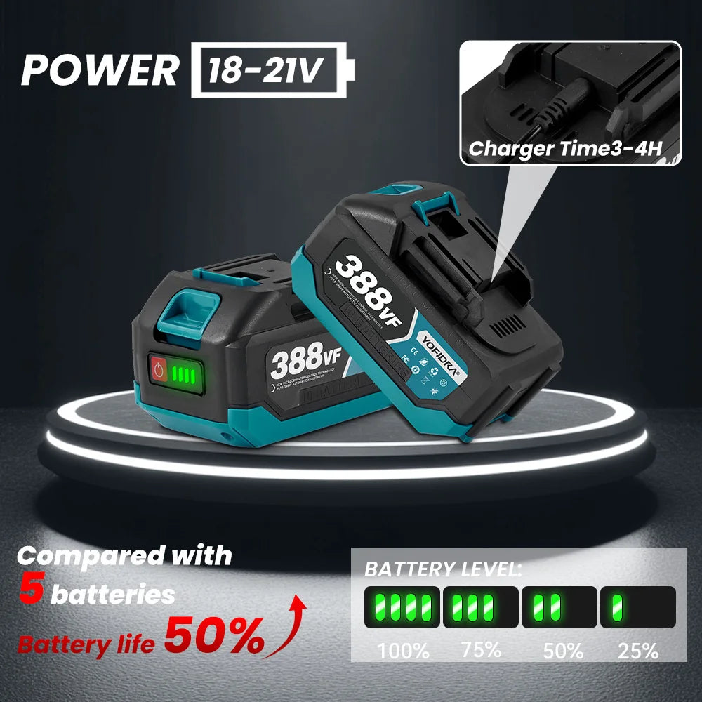 Yofidar 12 Polegada pólo telescópico sem escova motosserra elétrica jardim carpintaria poda serra para makita 18-21v bateria pino