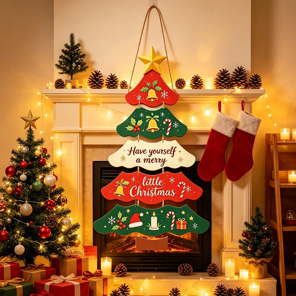Enfeite de Papel para Árvore de Natal, Placa Festiva para Pendurar na Porta ou Parede, Decoração de Natal para Varanda, Janela, Casa e Festa