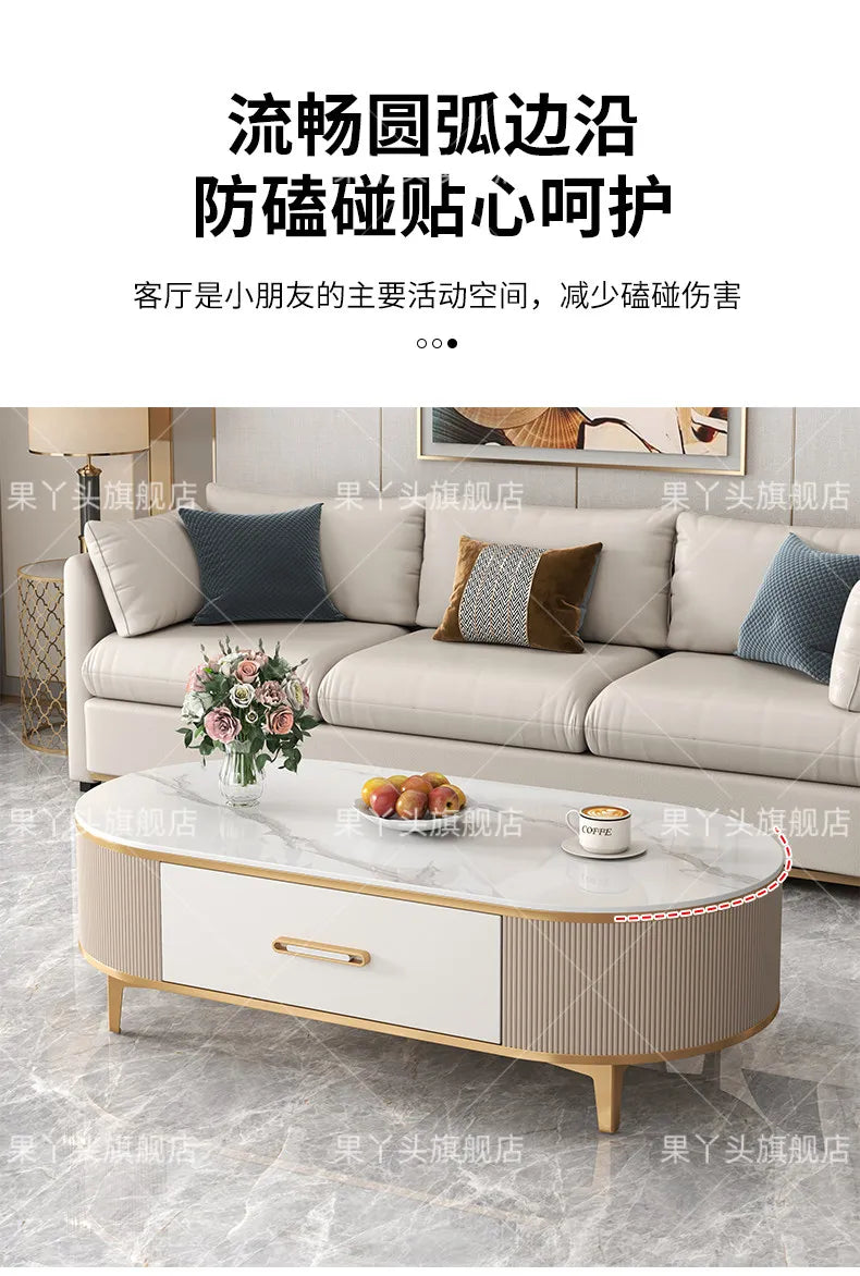 Mesa de Jantar, Mesa de Centro para Escrita e Café, Gavetas Móveis, Mesa Lateral de Luxo com Armazenamento para Sala de Estar, Mesa Auxiliar Moderna, Móveis Modernos
