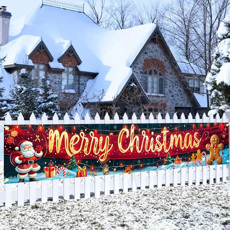 Banner de Natal para Exterior Decorações de Feliz Natal para Casa 2026 Decoração Externa Xmas Navidad Noel Natal Feliz Ano Novo 2027