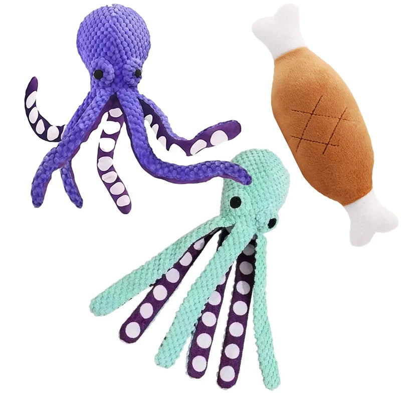 Brinquedo de Pelúcia Interativo para Cães, Polvo com Som e Tentáculos Crocantes, Brinquedo de Mastigar em Formato de Abacaxi com Apito e Som de Crocante, para Cães Pequenos e Médios Kasa & Pet