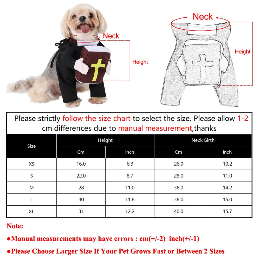 Halloween animal de estimação sacerdote traje engraçado roupas para cães com cruz da bíblia para cães pequenos grandes gatos filhote de cachorro vestir-se vestuário de natal presentes