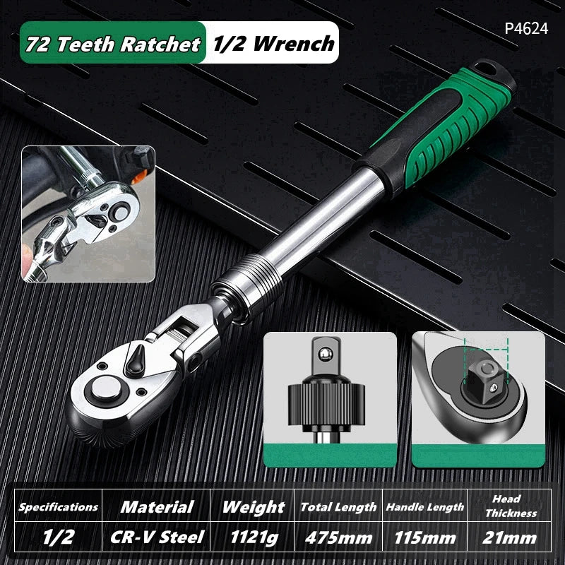 Chave de catraca padrão de unidade de soquete, chave de soquete telescópica extensível flexível de 1/2 dentes de 1/4,3/8,1/2 Polegada Kasa & Pet