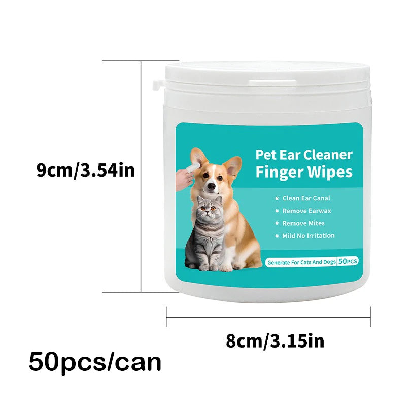 Produtos de Limpeza para Animais de Estimação: Lenços para Limpeza de Ouvidos, Cuidados Auriculares, Pontas de Dedo para Remoção de Ácaros, Produtos para Limpeza de Ouvidos de Cães e Gatos