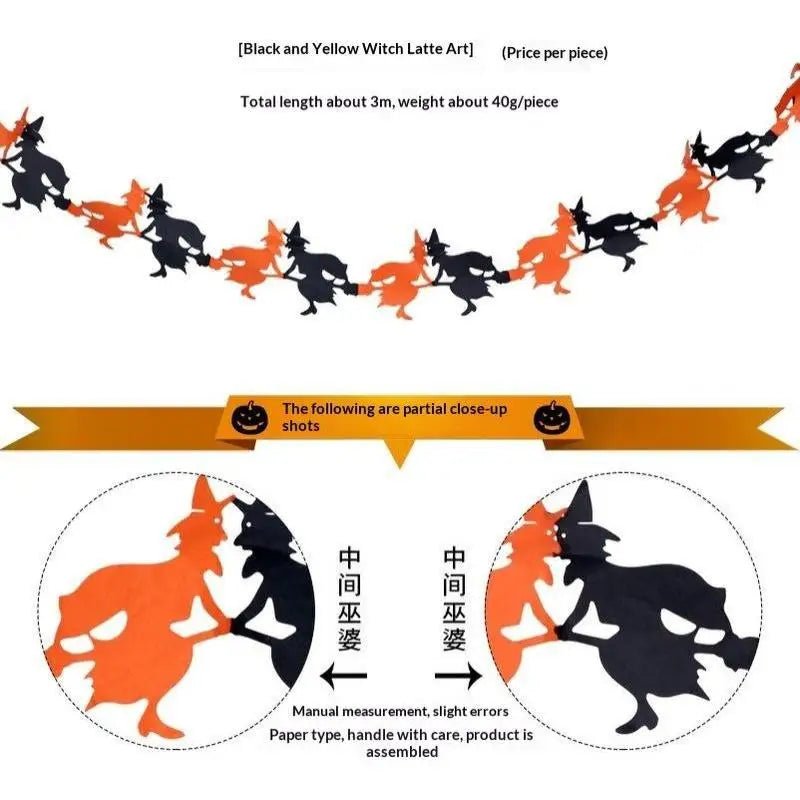 Guirlanda de Papel com Morcegos, Abóboras, Fantasmas e Aranhas para Decoração de Parede em Festas de Halloween em Casa - Kasa & Pet