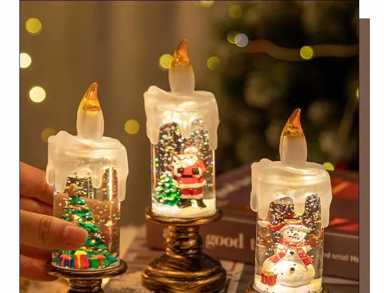 Natal led vela globo de neve luzes nevando floco de neve lâmpadas decorativas presentes criativos do feriado para decoração de natal