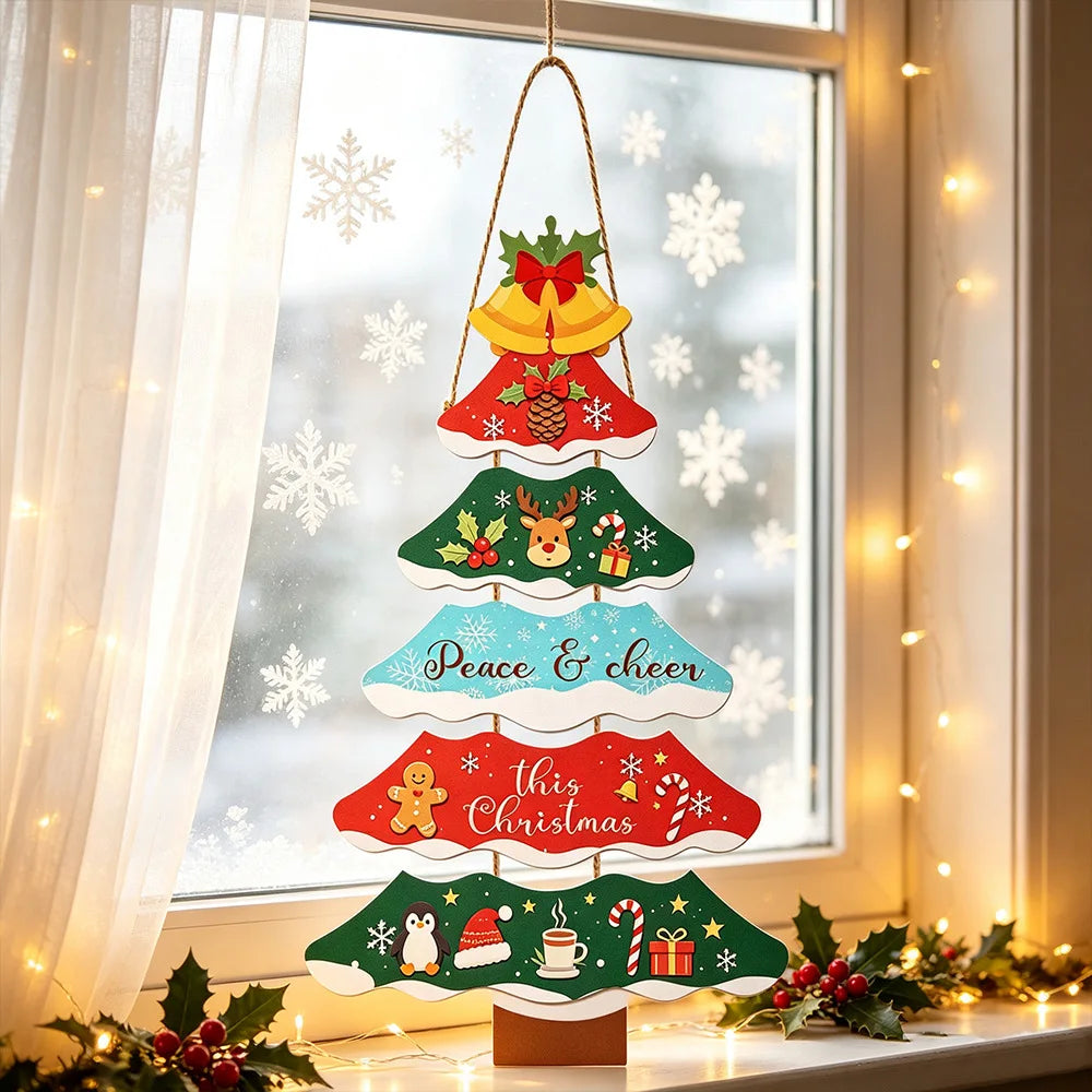 Enfeite de Papel para Árvore de Natal, Placa Festiva para Pendurar na Porta ou Parede, Decoração de Natal para Varanda, Janela, Casa e Festa