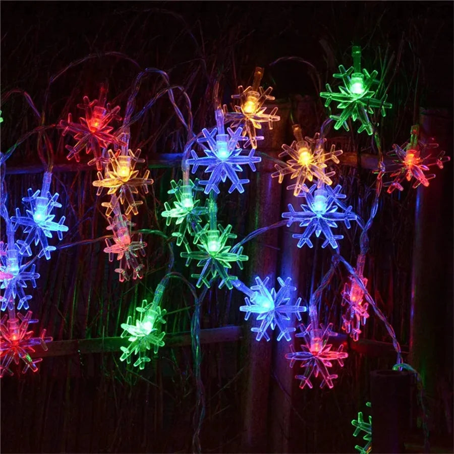 10/20/40leds natal luz de fadas corda usb/bateria alimentado árvore de natal feriado decoração de ano novo floco de neve luz corda