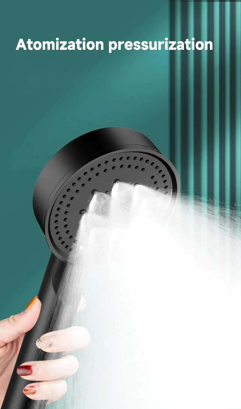 6 Modos de Pressão Boost Shower Head Multifuncional Ajustável Grande Água Chuveiro Bico Massagem Banheiro Acessório