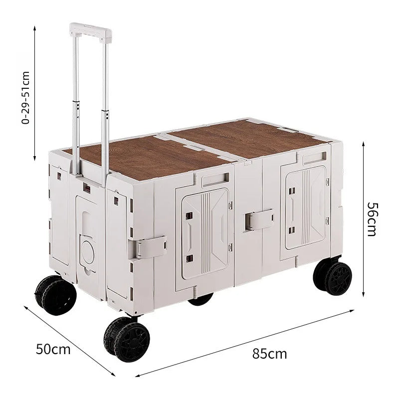 Carrinho de Camping para Exterior, Ferramentas de Piquenique, Mesa de Jantar Dobrável e Móvel para Carro, Carro de Camping Multifuncional