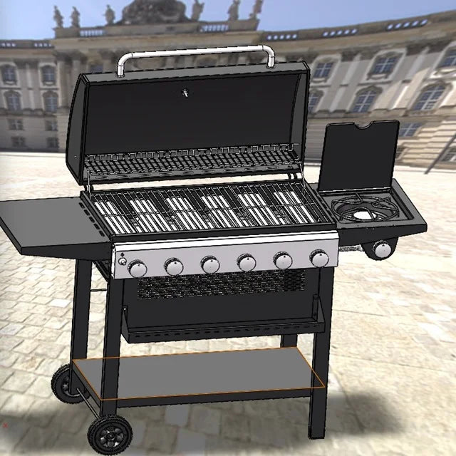 Armários e Ilhas para Churrasqueiras de Cozinha Externa em Aço Inoxidável 304 de Alta Resistência, com Grelhadores de Churrasco a Carvão, GLP e Gás Natural, com Rotação Visual