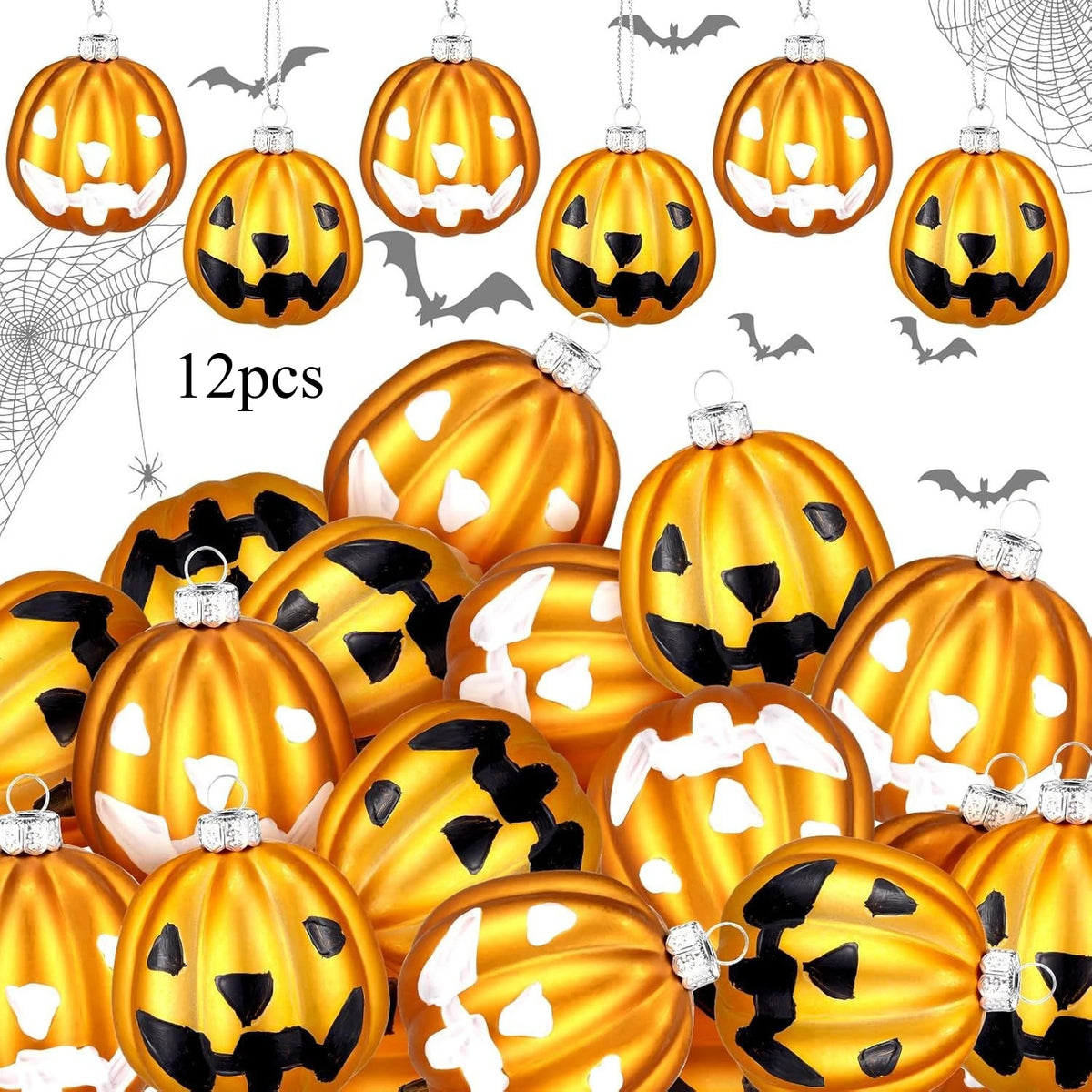Enfeites Suspensos de Halloween: Fantasminha Branco Fofo e Abóbora Laranja, Decorações Mini de Plástico para Árvore de Halloween, Decoração de Festa - Kasa & Pet