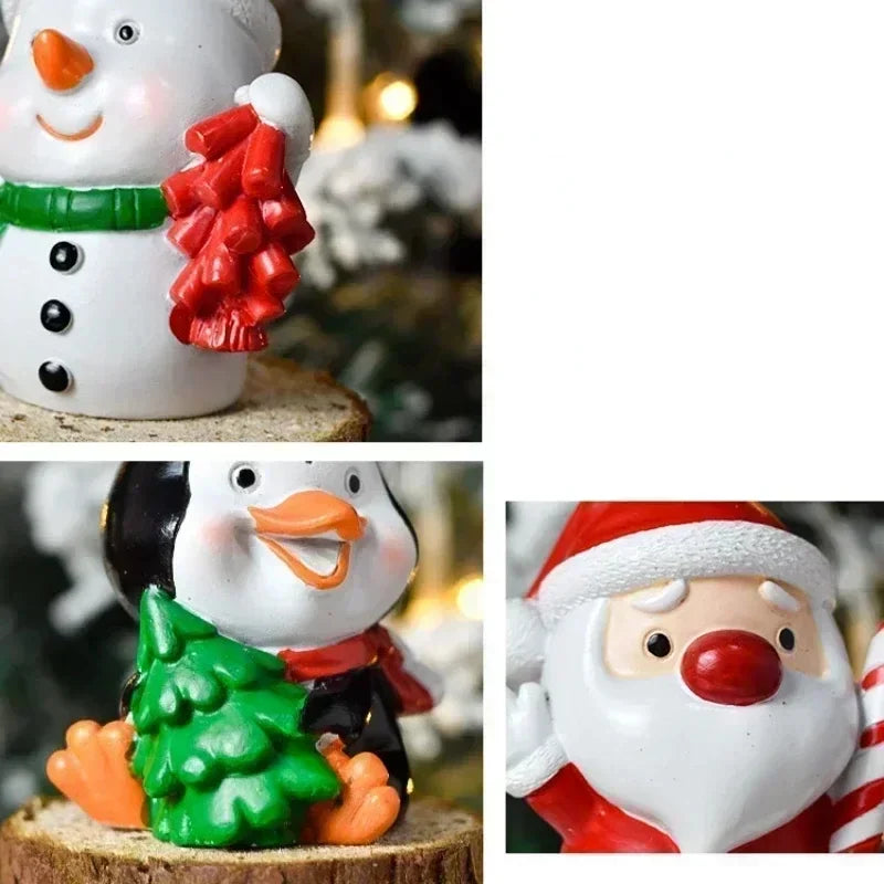 Série de natal artesanato resina animal festa criativa mini árvore de natal velha menina crianças bonito presente decoração para casa suprimentos decoração