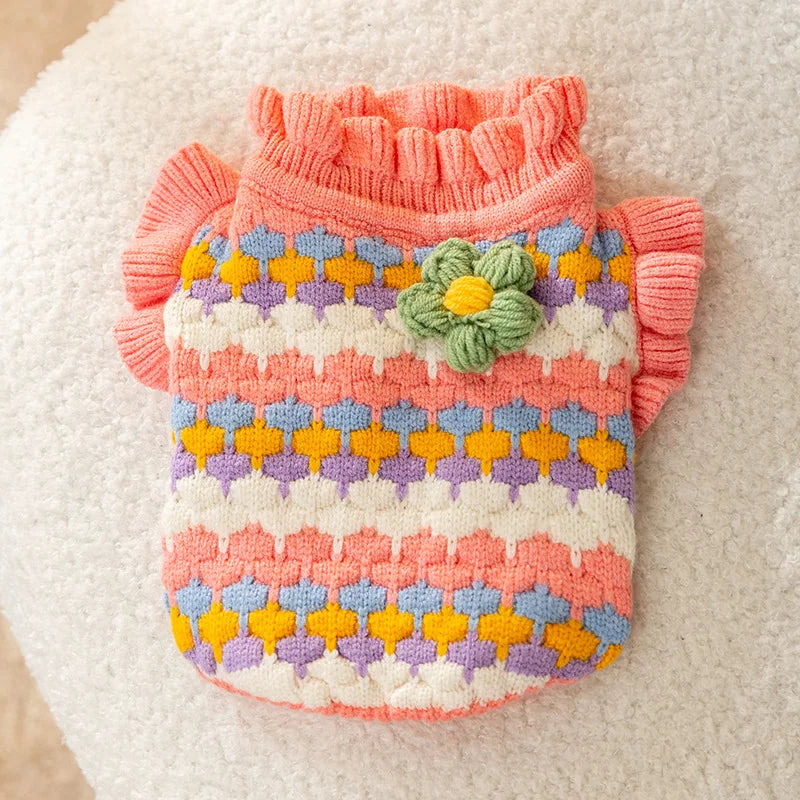 Roupas de luxo para cães e meninas, pulôver de malha chihuahua bichon, suéter doce, roupa de cachorro, jaqueta quente de inverno para animais de estimação