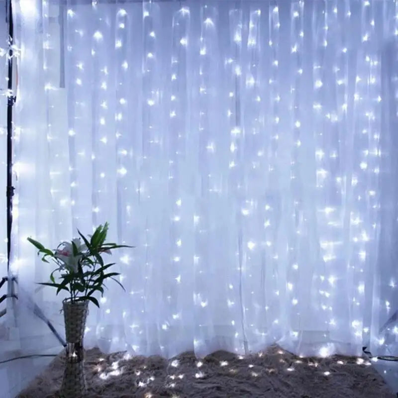 Cortina de natal led luzes da corda guirlanda festival 8 modos usb controle remoto feriado casamento luzes fadas para decoração do quarto