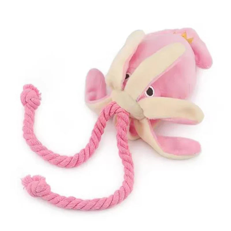 Brinquedos para cães; brinquedos para gatos; polvo de corda de algodão emissor de som; brinquedos de mastigar duráveis para limpar os dentes; brinquedos interativos para animais de estimação.