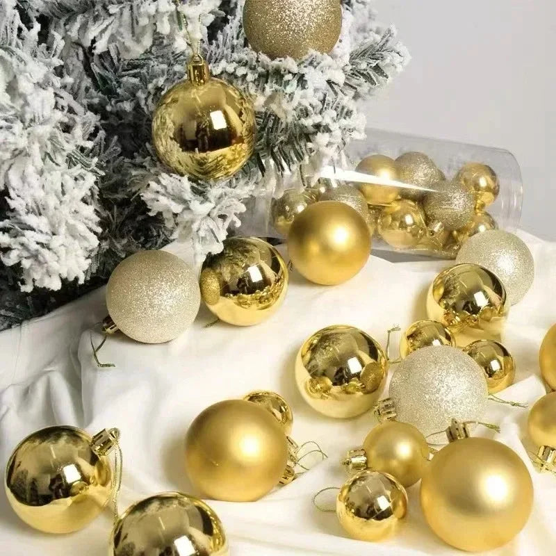 24 Bolas de Natal para Decoração de Árvore de Natal, Enfeites para Decoração de Casa, Halloween, Ano Novo, Acessórios de Bolas Pendentes de Natal