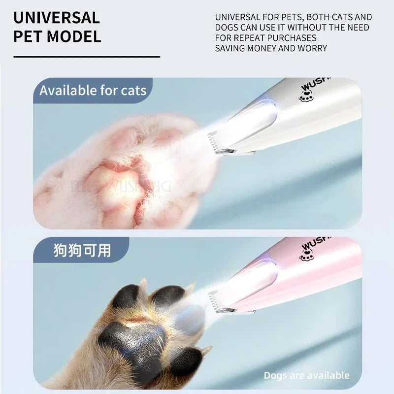 Aparador Elétrico para Cães com Luz LED, Impermeável, Aparador de Pelos para Patas de Animais de Estimação, Baixo Ruído, para Rosto, Patas, Orelhas e Pelos de Gato e Cão