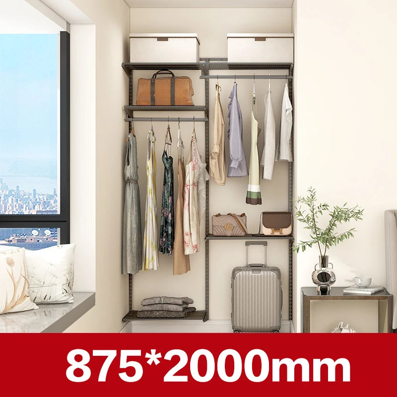 Rack guarda-roupa aberto rack de secagem apartamento aluguel dormitório montagem simples guarda-roupa rack de armazenamento