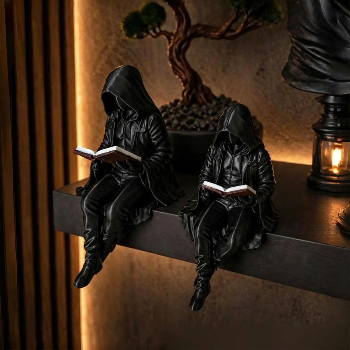 Estátua Assustadora Estética de Halloween, Figurinha Decorativa para Estante, Arte Fantástica Gótica, Decoração de Homem Misterioso para Centro de Mesa e Prateleira