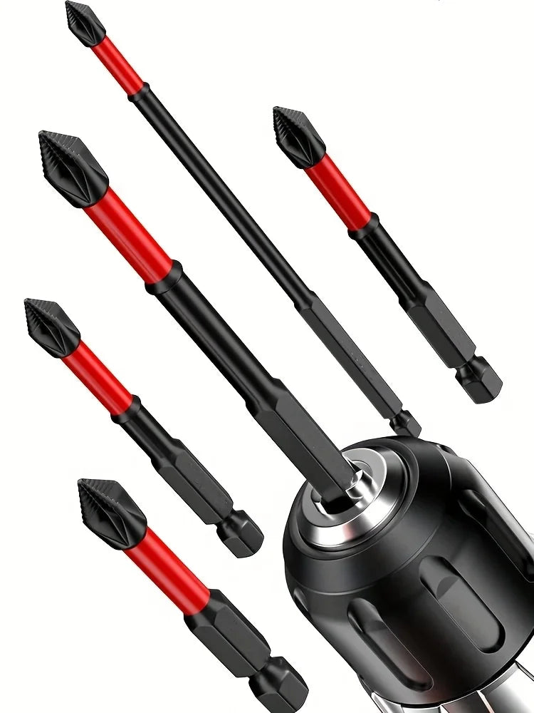 Conjunto de brocas magnéticas antiderrapantes 3/6/12 peças, aço S2, brocas de cabeça cruzada e de impacto, adequadas para drivers elétricos e manuais