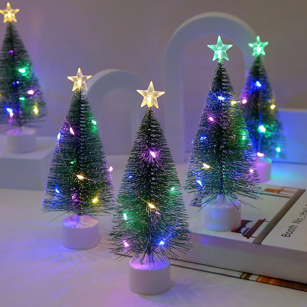 Led colorido luminoso árvore de natal presentes de natal decoração da janela de natal ornamentos do jardim de infância enfeites de natal