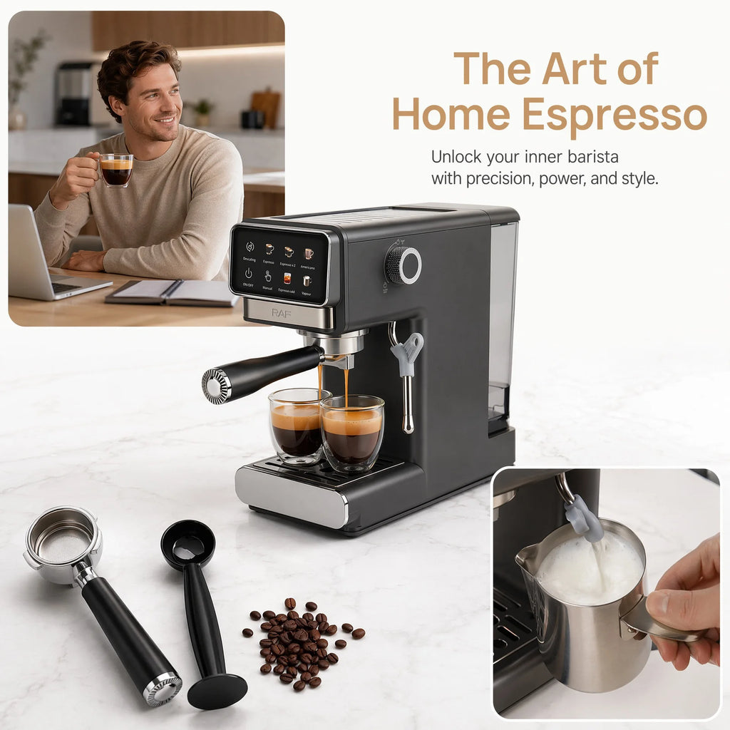 Máquina de café expresso para uso doméstico, extração de alta pressão, máquina de café com espuma de leite a vapor