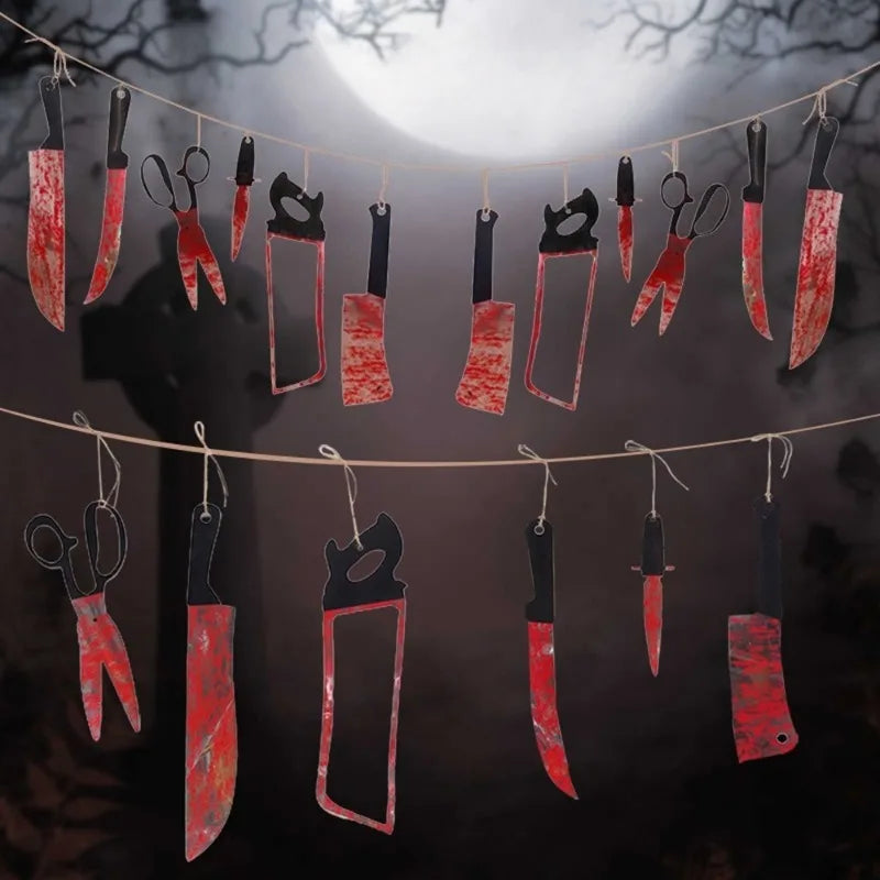 1-4 conjunto de banner sangrento de halloween, decoração suspensa de terror para casa assombrada, tema de filme, aniversário, carnaval, festa, presente de halloween