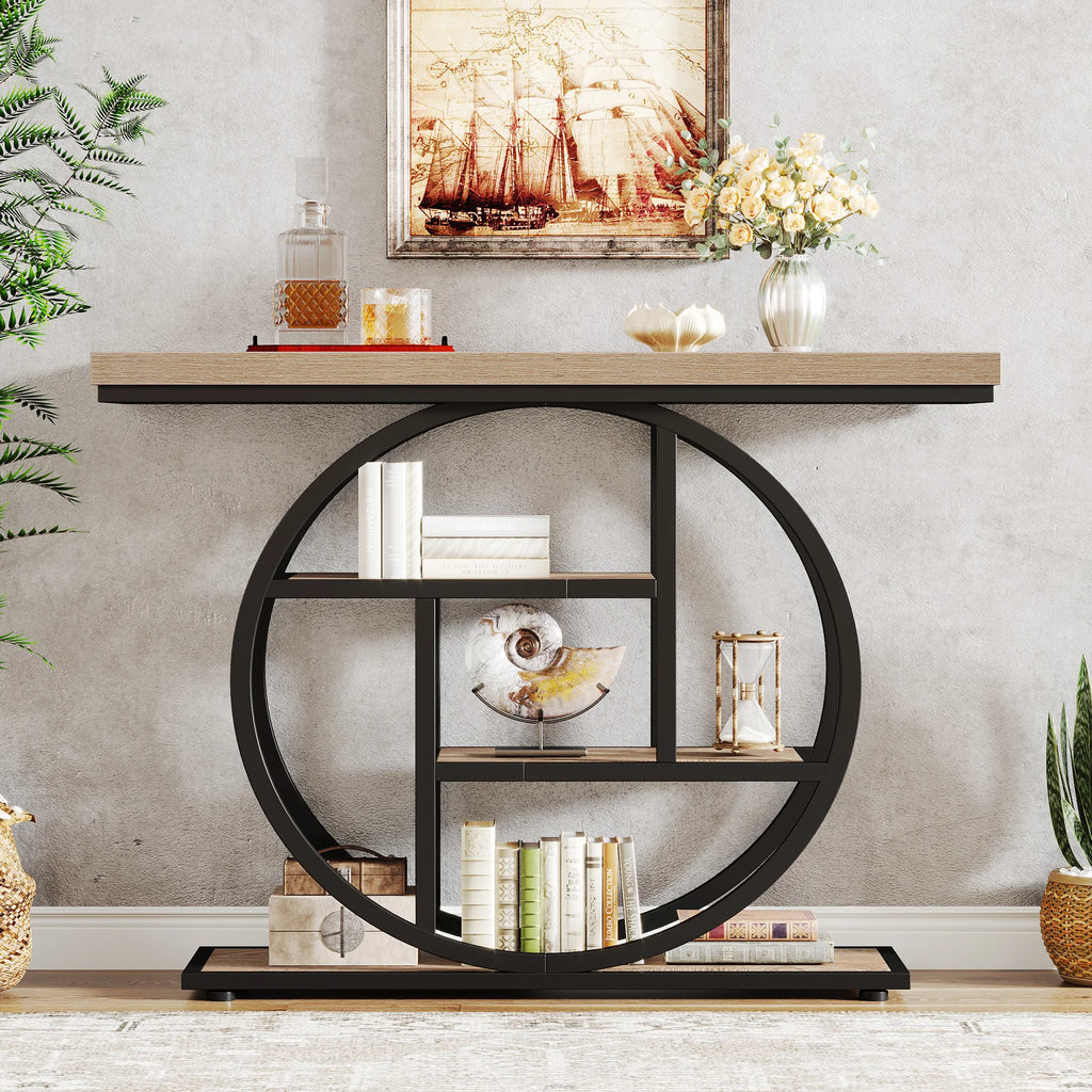 Industrial Entryway Console Mesa para Sala de Estar, Foyer Corredor Mesa para Entrada, 4-Tier Mesa, 41,3"