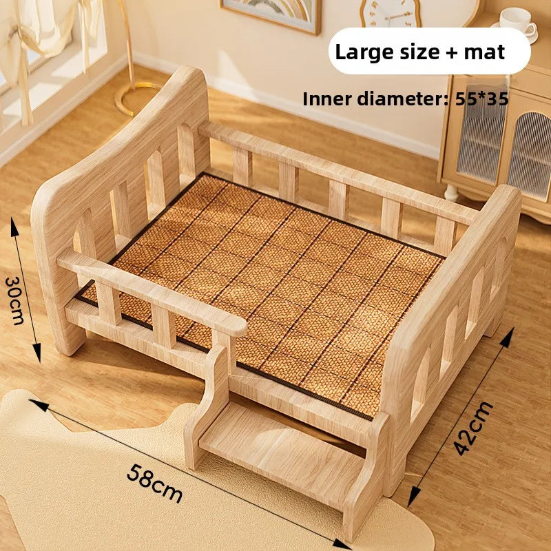 Cama para animais de estimação, cama para cães de madeira maciça, cama para gatos para todas as estações, sofá para dormir para animais de estimação, cama para gatos e cama para cães, prateleira para gatos, condomí