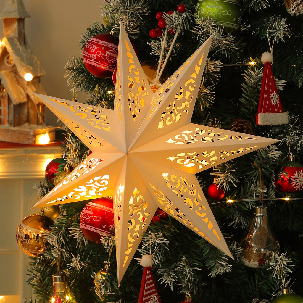Estrela oca pendurado pingentes ramadan decoração 2024 para casa navidad natal noel presentes enfeites de natal ano novo 2024