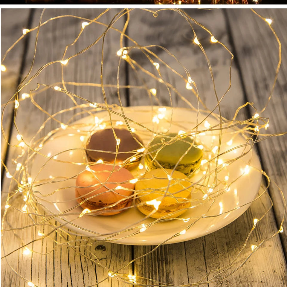 1 pçs 1m 2 3m 5m fio de cobre led luzes da corda iluminação do feriado guirlanda de fadas para a árvore de natal festa de casamento decoração natal