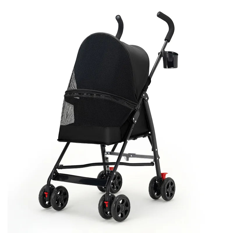 Carrinho de passeio para animais de estimação, carrinho para cães e gatos, tipo ursinho de pelúcia, para atividades ao ar livre, leve e dobrável, para cães e animais de estimação pequenos.